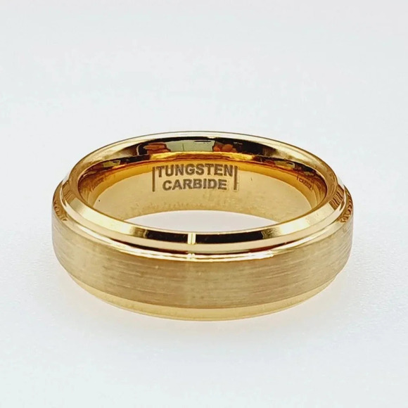 "Yellow Gold Tungsten Brushed Finish Wedding Ring for Women, GALTUN720 - Picture 7 of 11